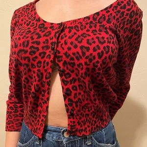 Red cheetah print cardigan